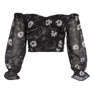 Leith Floral Print Off the Shoulder Crop Top